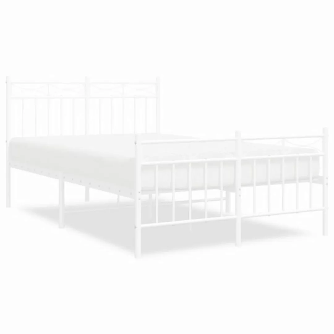 vidaXL Bett Bettgestell mit Kopf- und Fußteil Metall Weiß 120x200 cm günstig online kaufen