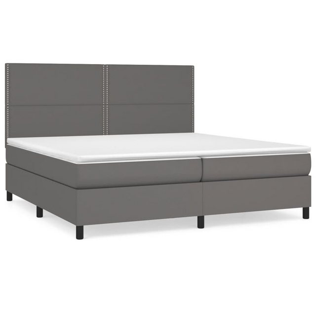 vidaXL Boxspringbett, Boxspringbett mit Matratze Grau 200x200 cm Kunstleder günstig online kaufen