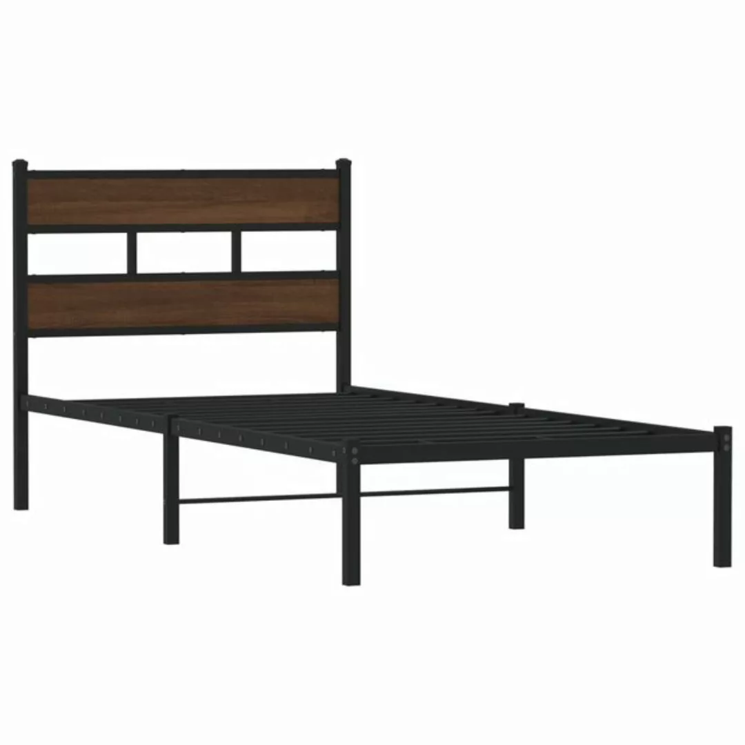 vidaXL Bett Bettgestell ohne Matratze mit Kopfteil Braun Eiche 75x190 cm günstig online kaufen