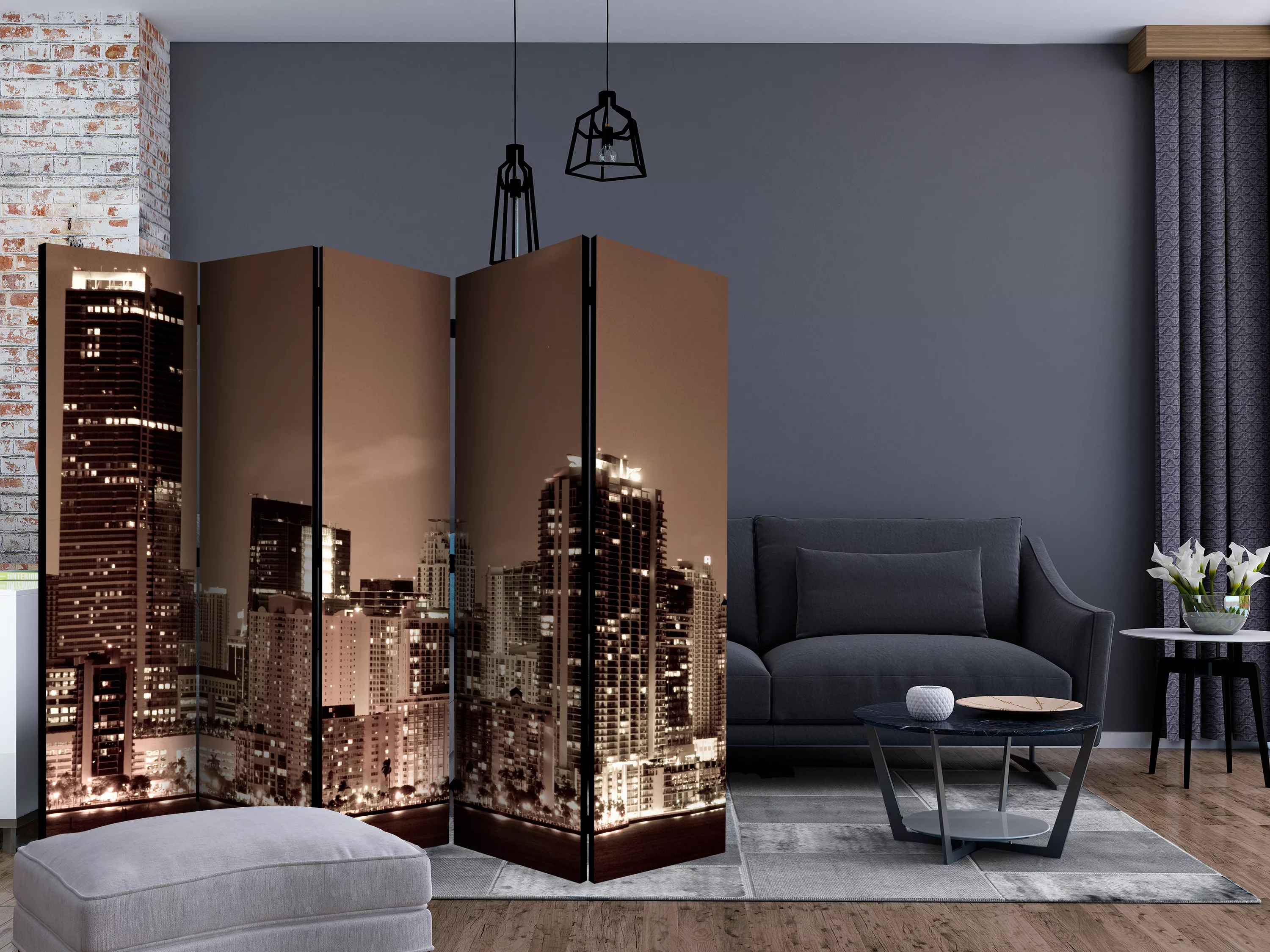 5-teiliges Paravent - Night Life In Miami Ii [room Dividers] günstig online kaufen