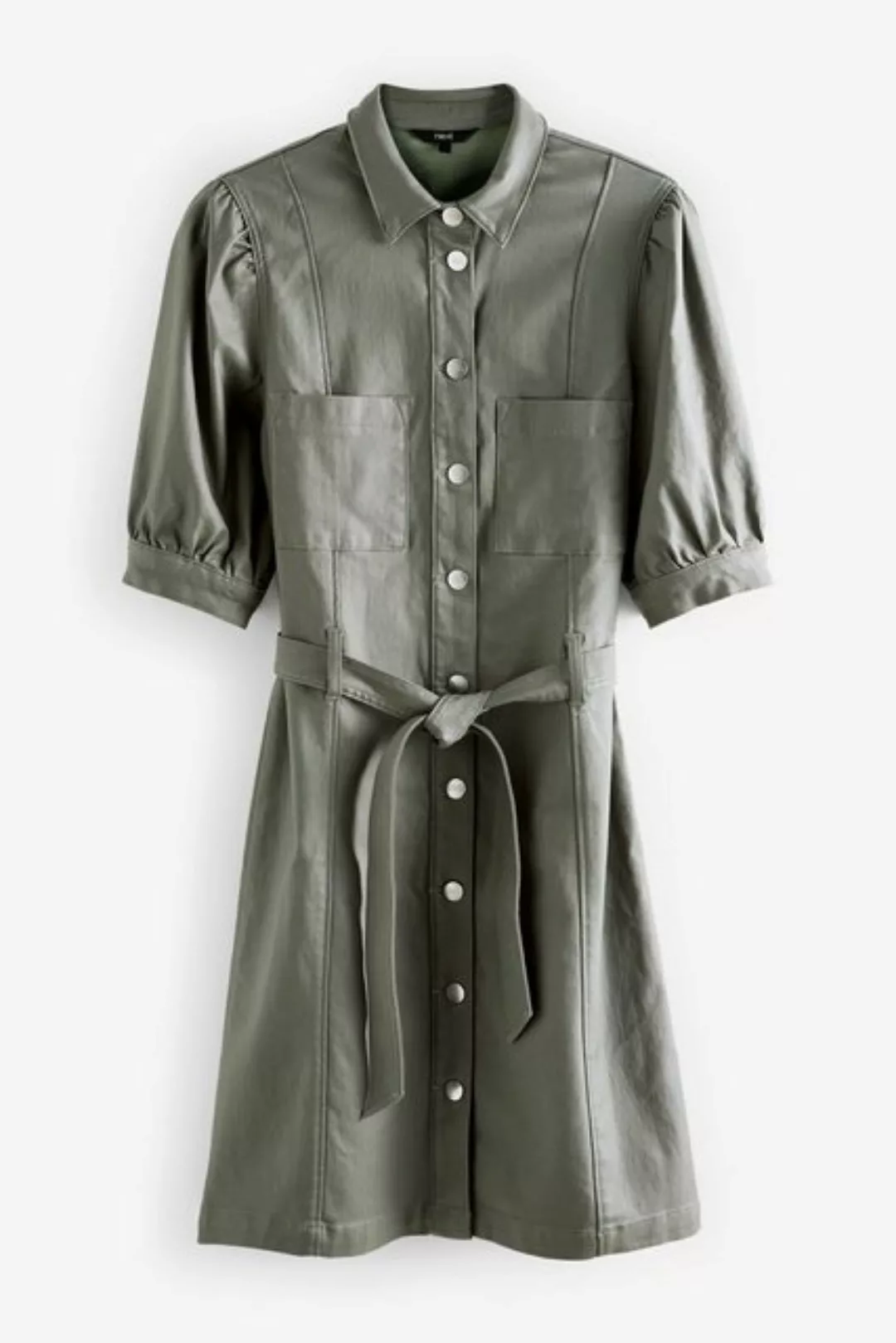 Next Blusenkleid Beschichtetes Denim-Hemdkleid (1-tlg) günstig online kaufen