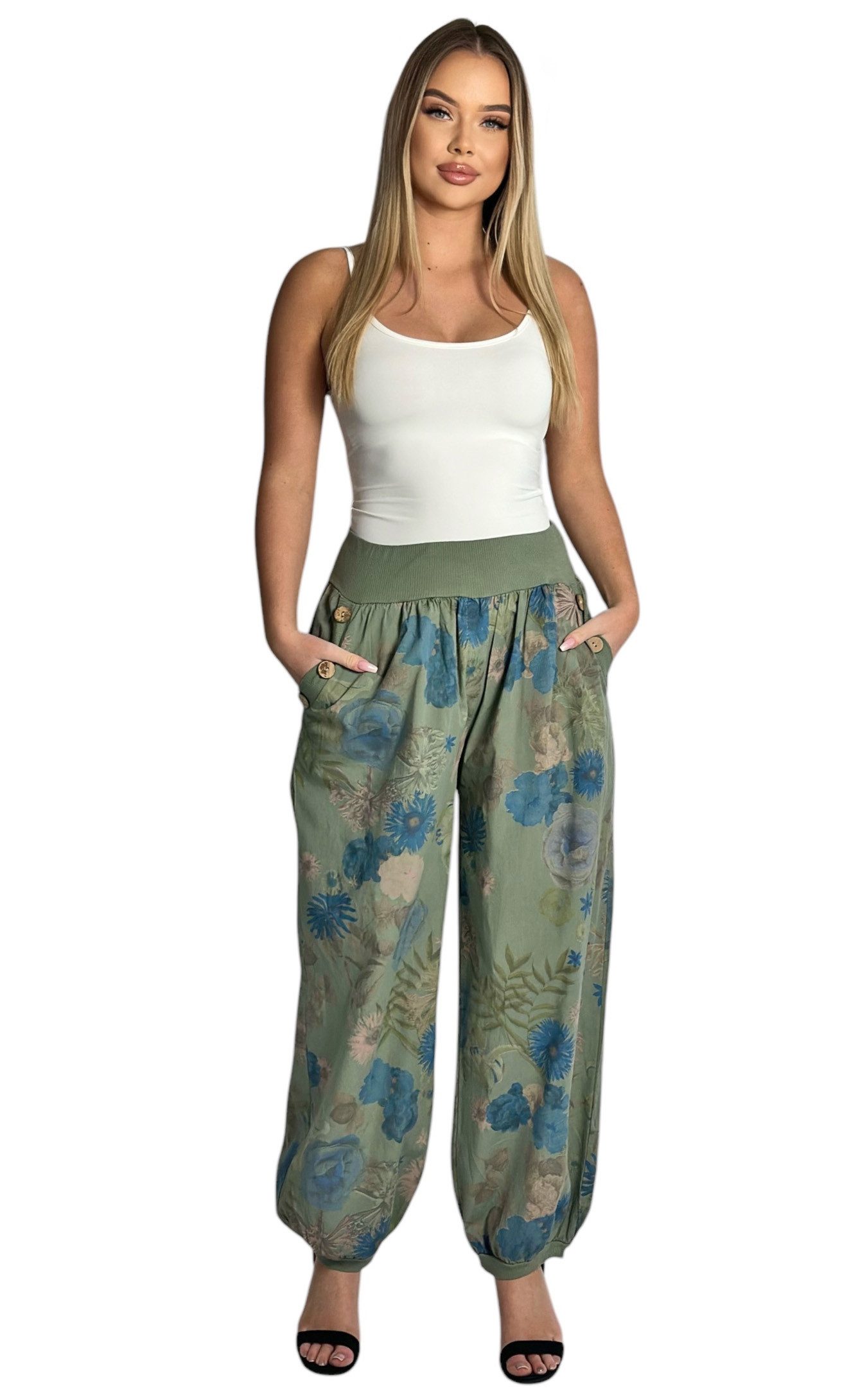 Mississhop Haremshose Baumwollhose Damenhose Aladinhose Blumenprint günstig online kaufen