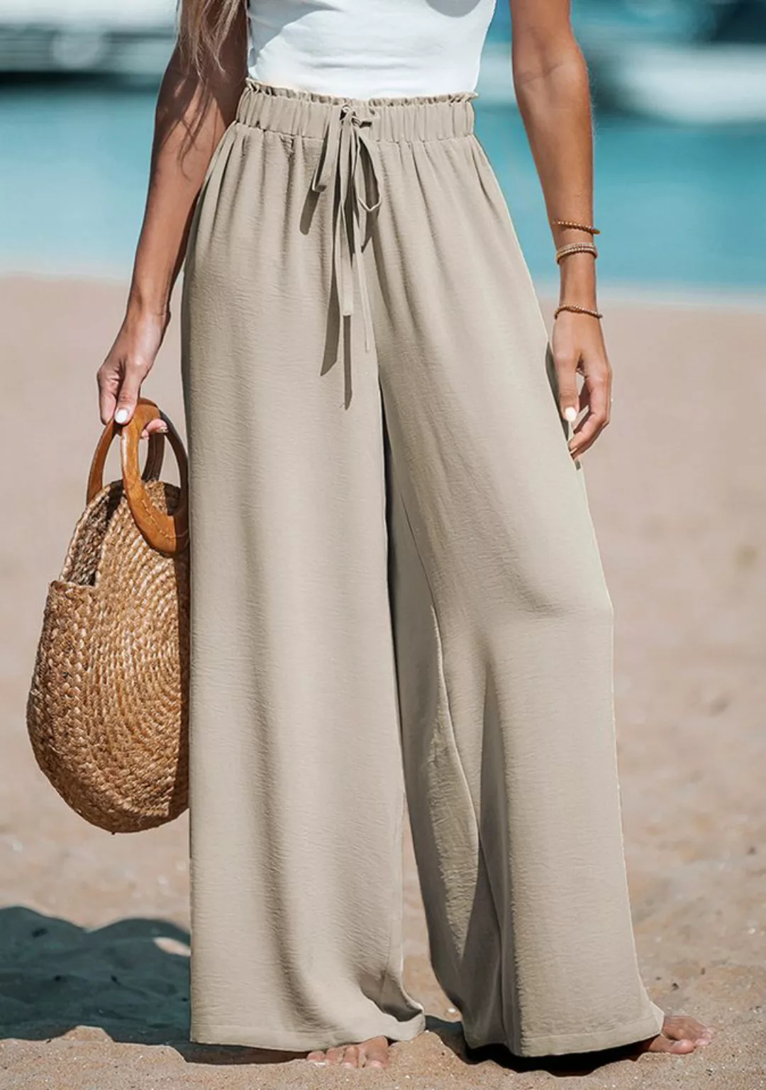 Cupshe Strandhose mit Weitem Bein und Verstellbarem Kordelzug günstig online kaufen