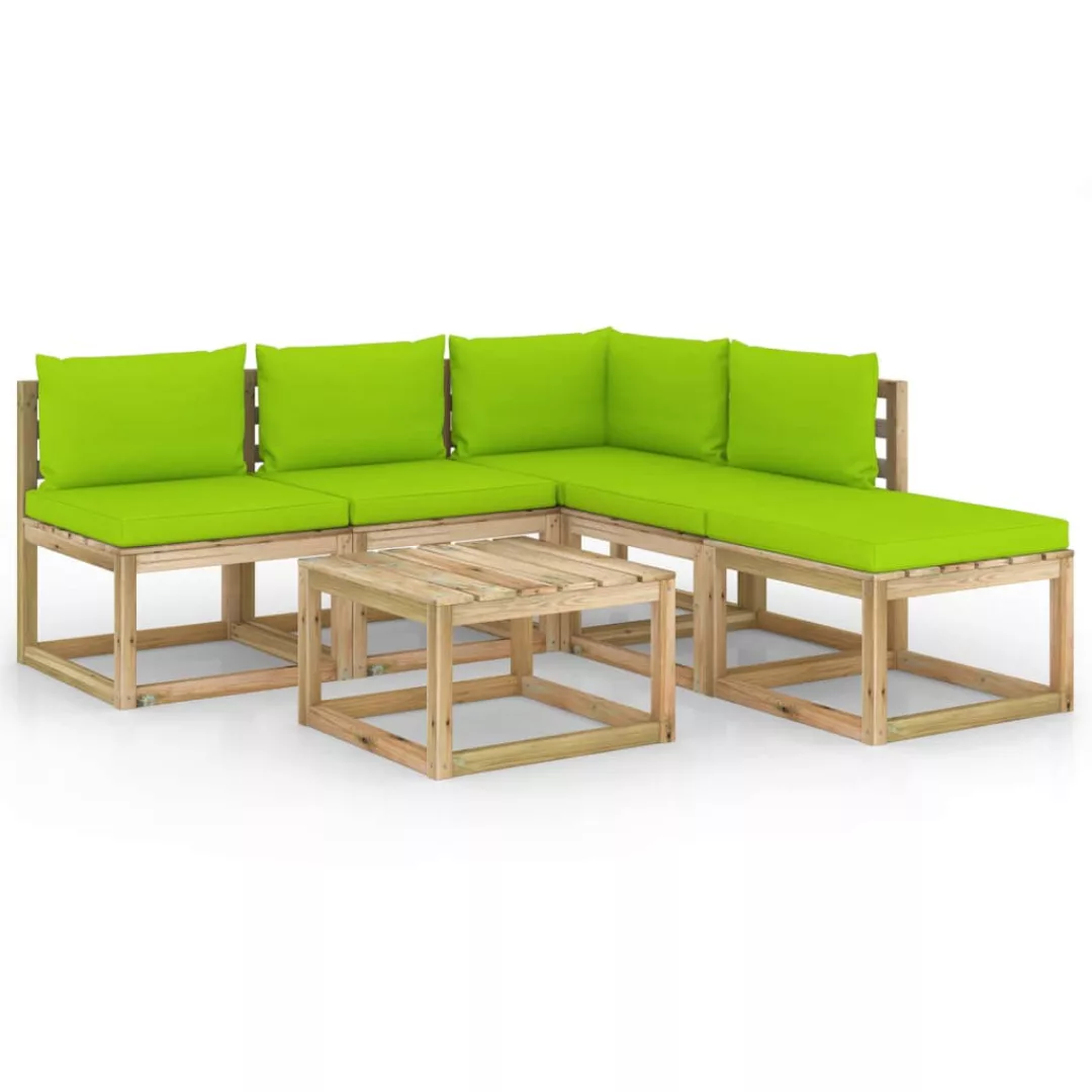 6-tlg. Garten-lounge-set Mit Hellgrünen Kissen günstig online kaufen