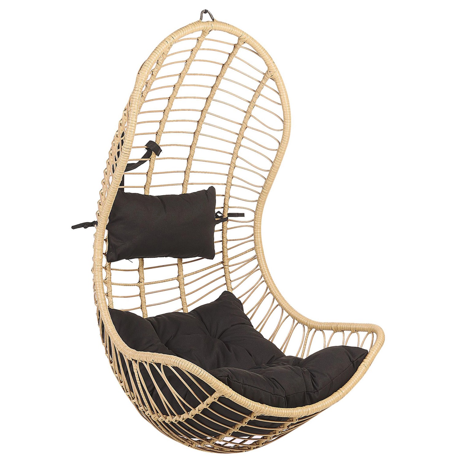 Beliani Hängesessel Naturfarben Beige Schwarz 80x66x137 günstig online kaufen