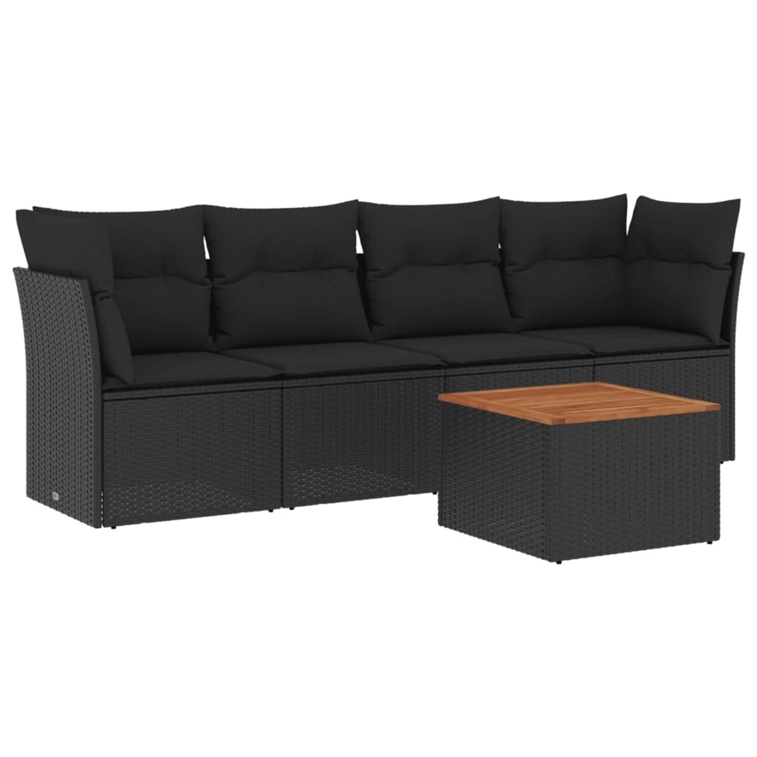 vidaXL 5-Tlg Garten-Sofagarnitur mit Kissen Schwarz Poly Rattan 3255803 günstig online kaufen