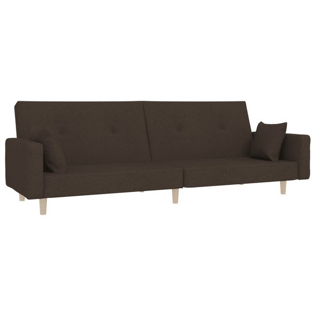 vidaXL Sofa Schlafsofa 2-Sitzer mit 2 Kissen Dunkelbraun Stoff günstig online kaufen