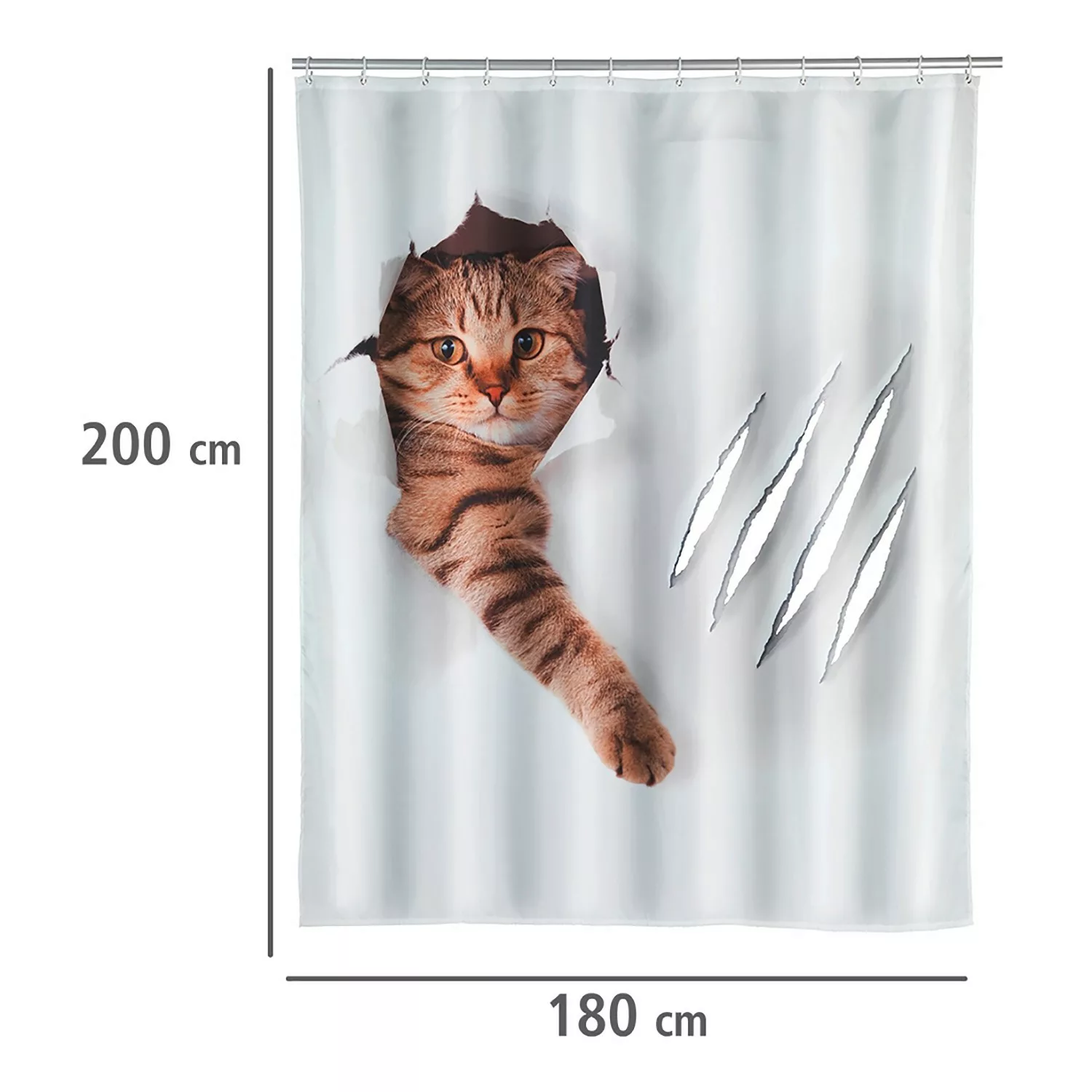 WENKO Duschvorhang Cute Cat, Textil (Polyester), 180 x 200 cm, waschbar meh günstig online kaufen
