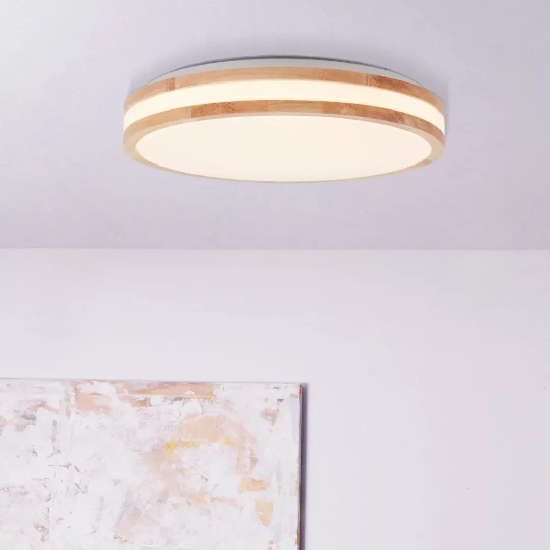 LED Deckenleuchte Laskos in Natur-hell und Weiß 22W 2200lm günstig online kaufen