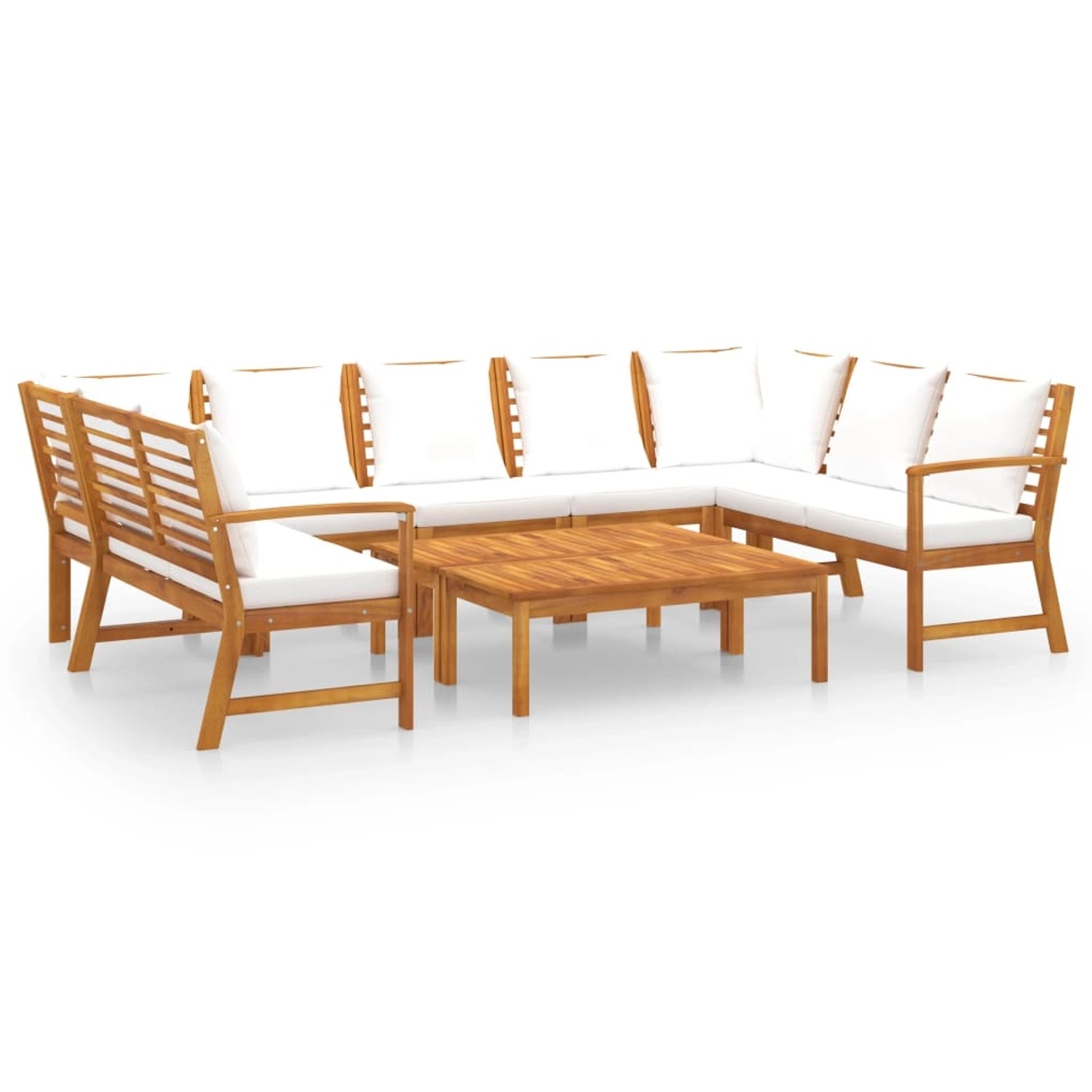 9-tlg. Garten-lounge-set Mit Auflagen Creme Massivholz Akazie günstig online kaufen