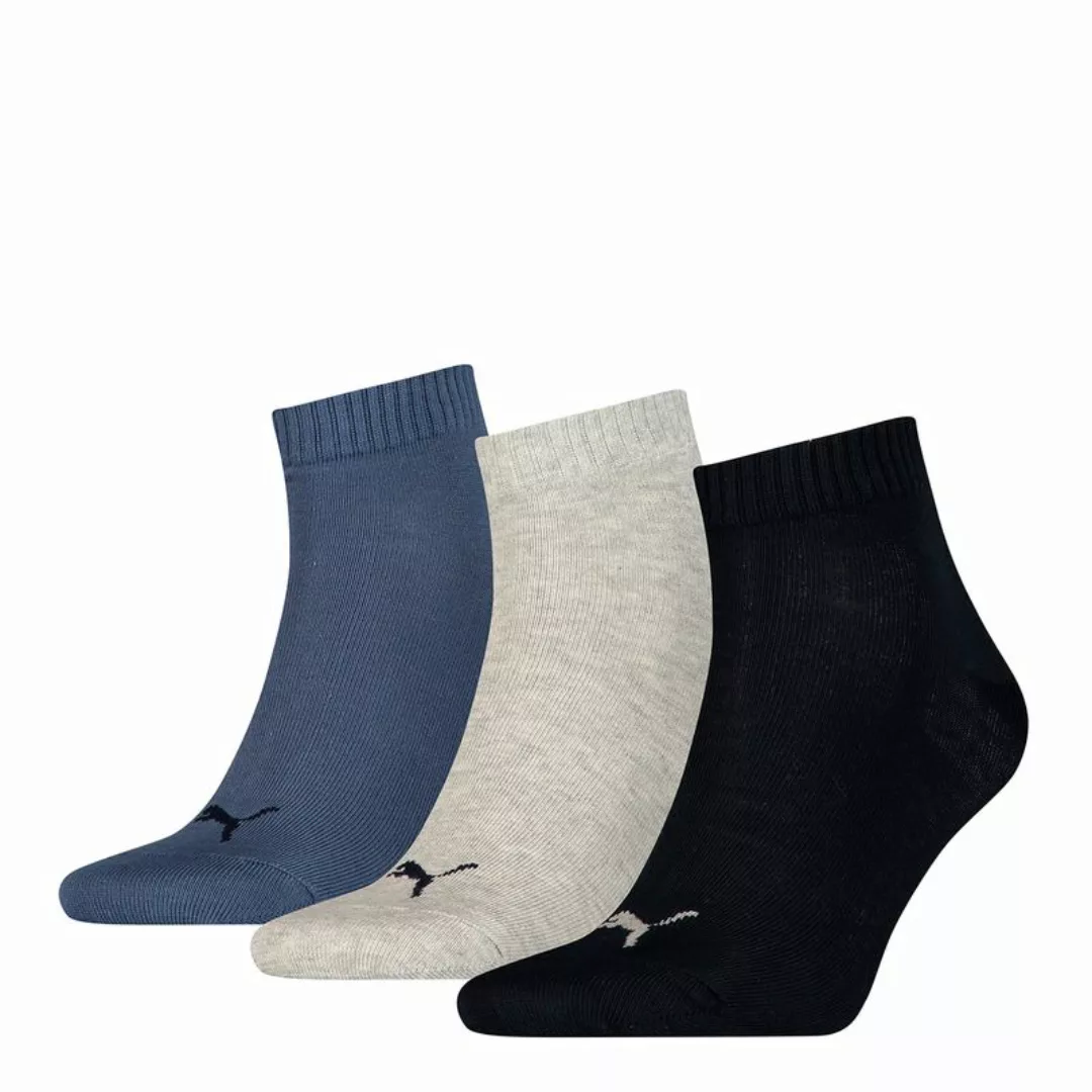 PUMA Unisex Socken, 3er Pack - Quarter, Sneaker Dunkelblau/Grau 43-46 günstig online kaufen