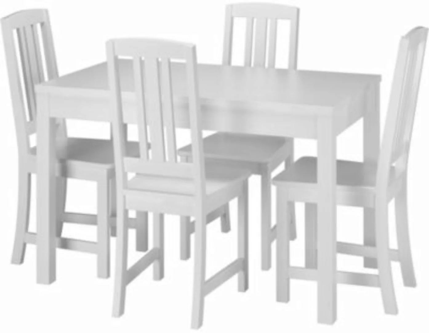 Erst-Holz® Schöne Essgruppe mit Tisch und 4 Stühle Kiefer Massivholz waschw günstig online kaufen