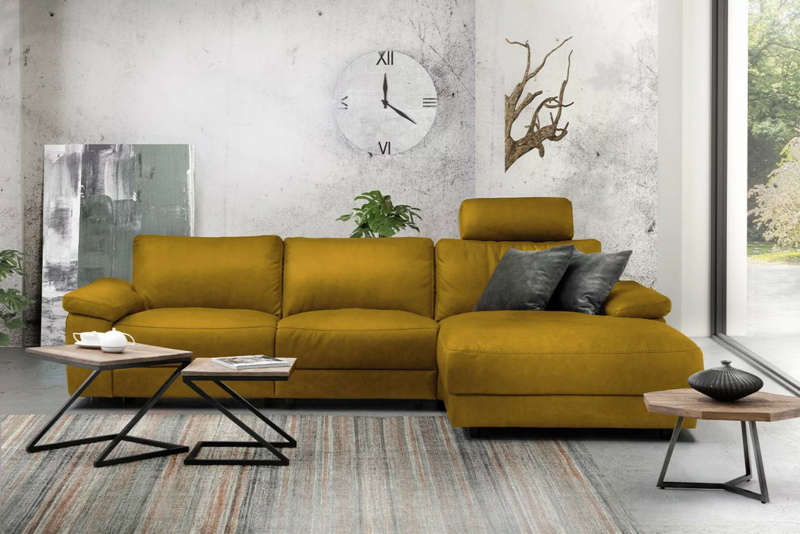 KAWOLA Ecksofa LOLA XL, Sofa Stoff od. Leder, Recamiere rechts od. links, v günstig online kaufen