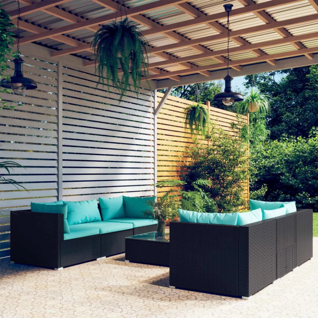 Vidaxl 7-tlg. Garten-lounge-set Mit Kissen Poly Rattan Schwarz günstig online kaufen