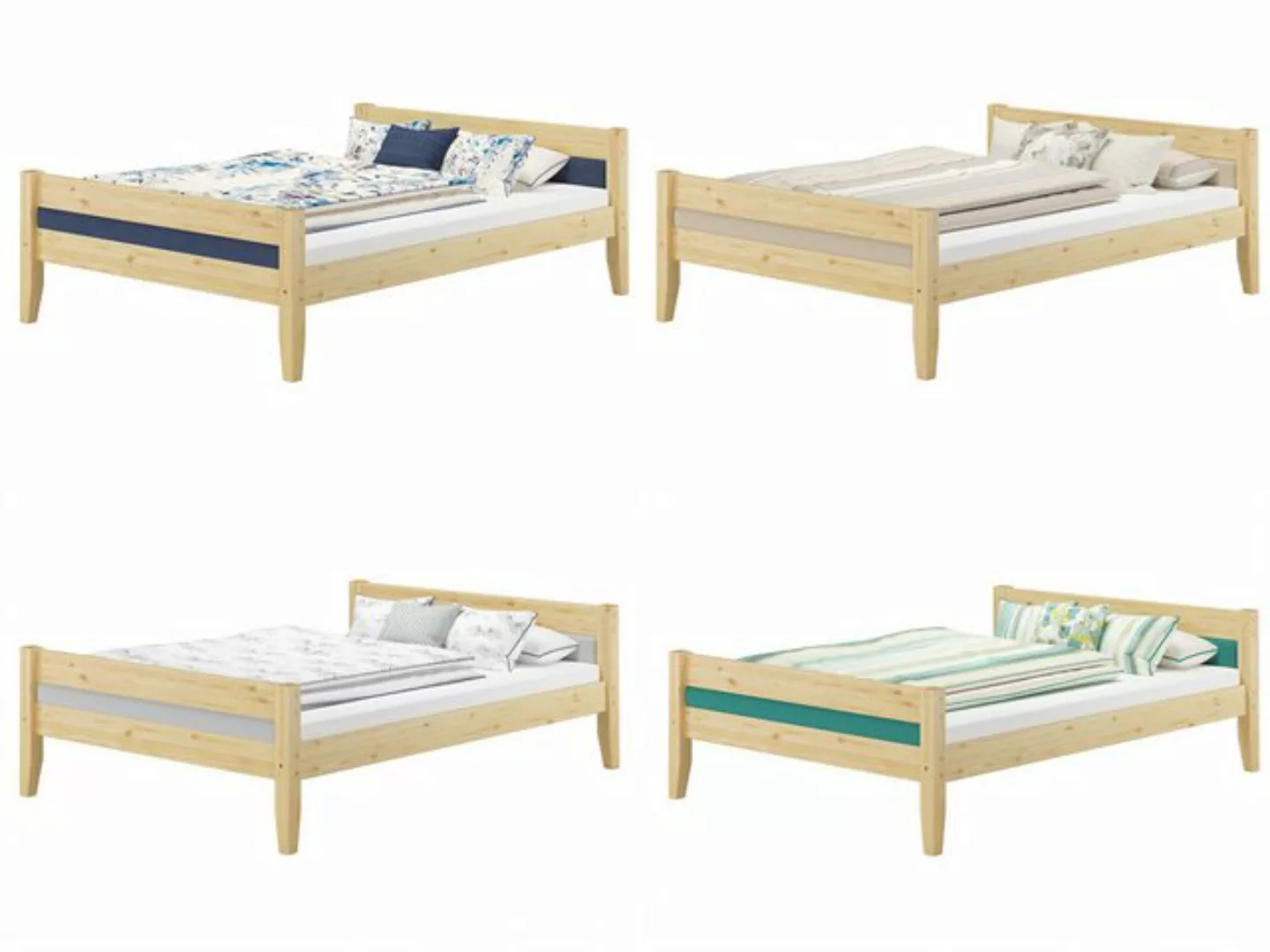 ERST-HOLZ Bett Polsterbett Kiefer Doppelbett 140x200 Polsterfarbe wählbar, günstig online kaufen