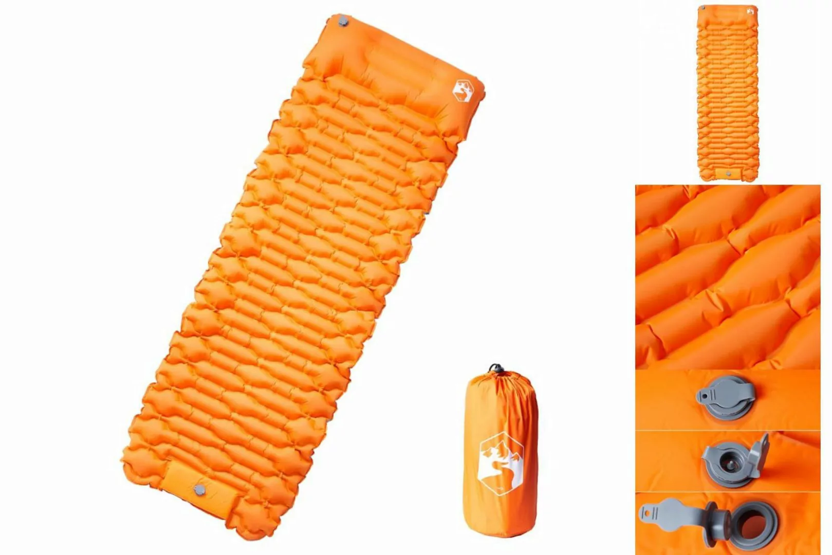 vidaXL Luftbett Isomatte mit Integriertem Kissen Selbstaufblasend Orange günstig online kaufen