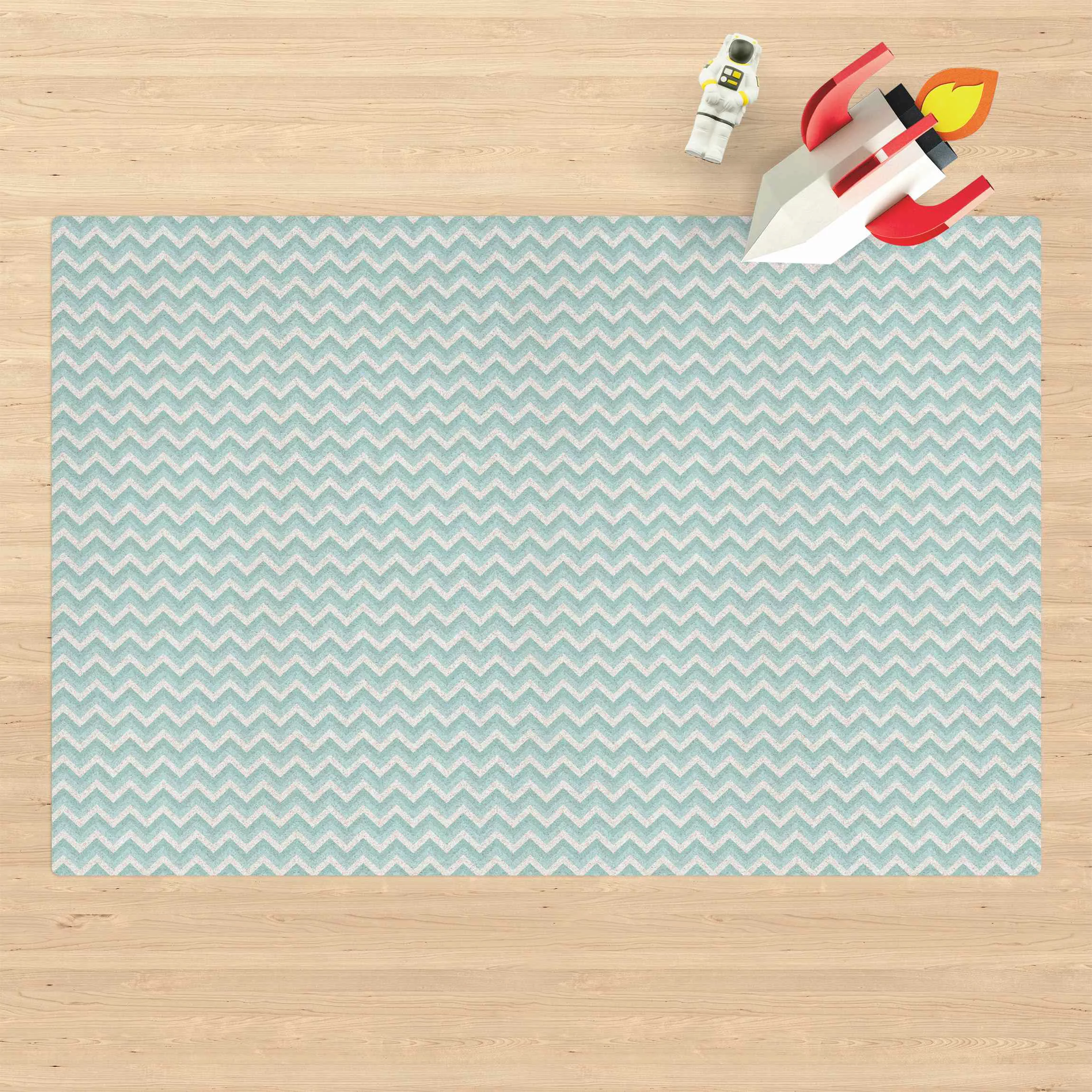Kork-Teppich No.YK39 ZickZack Muster Blau günstig online kaufen