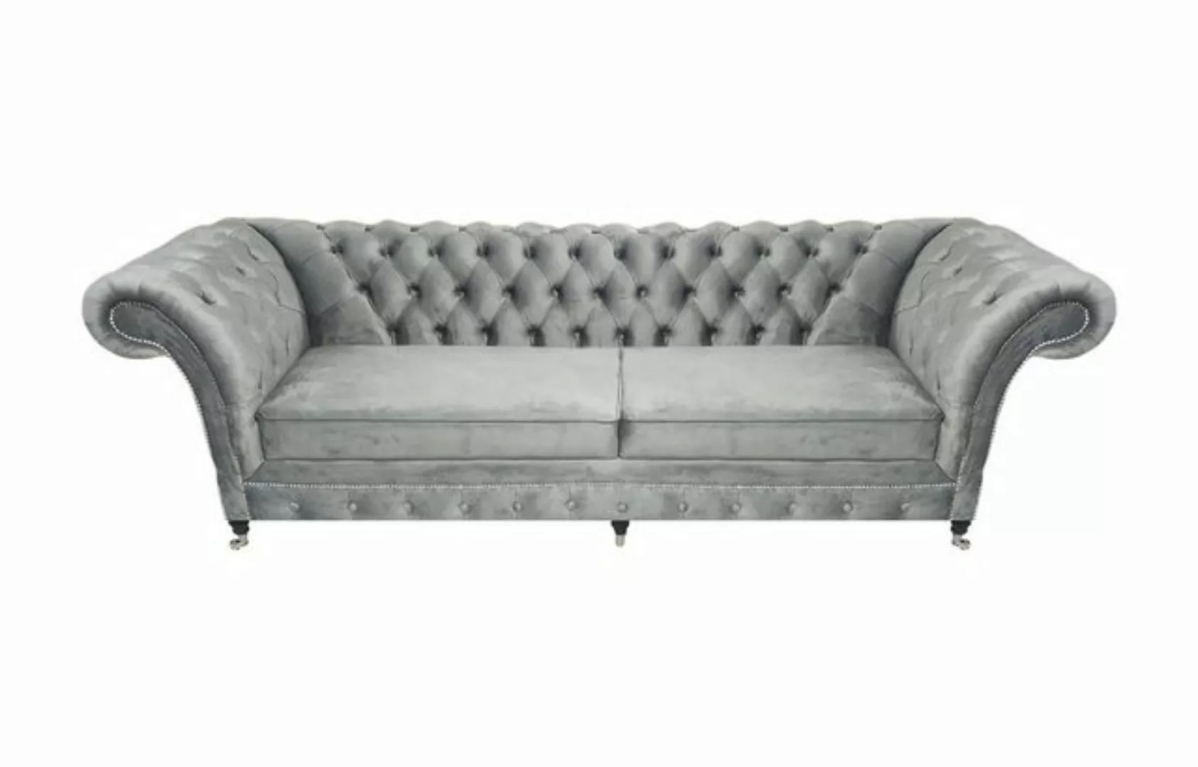 Xlmoebel Sofa Zweisitzer Chesterfield Sofa in Grau - Designer Polstermöbel günstig online kaufen