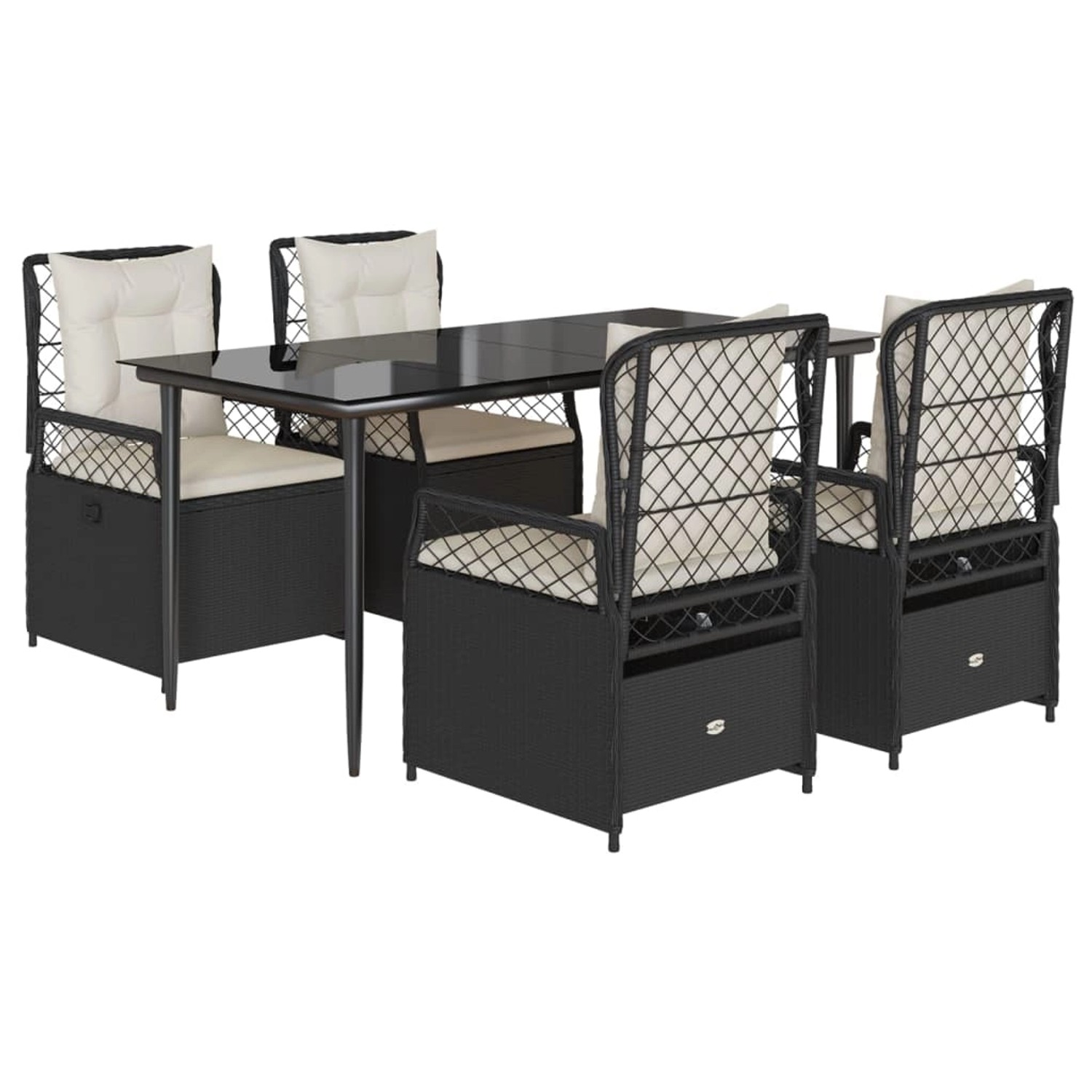 vidaXL 5-Tlg Garten-Essgruppe mit Kissen Schwarz Poly Rattan 3262960 günstig online kaufen