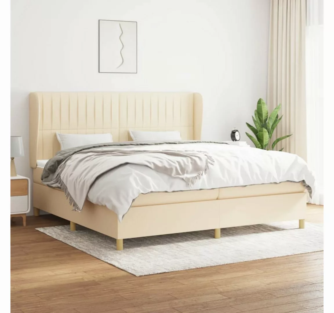 vidaXL Boxspringbett Boxspringbett mit Matratze Creme 200x200 cm Stoff Bett günstig online kaufen