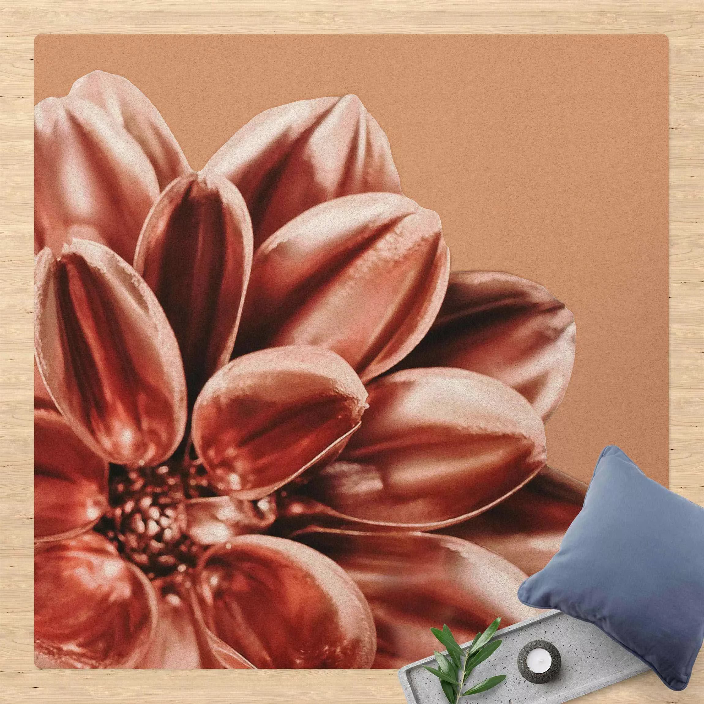 Kork-Teppich Dahlie Rosegold Rosa Detail günstig online kaufen