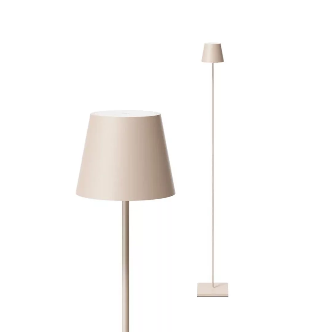 LED-Akku-Stehlampe Nuindie IP54 120 cm rund USB-C dünenbeige günstig online kaufen