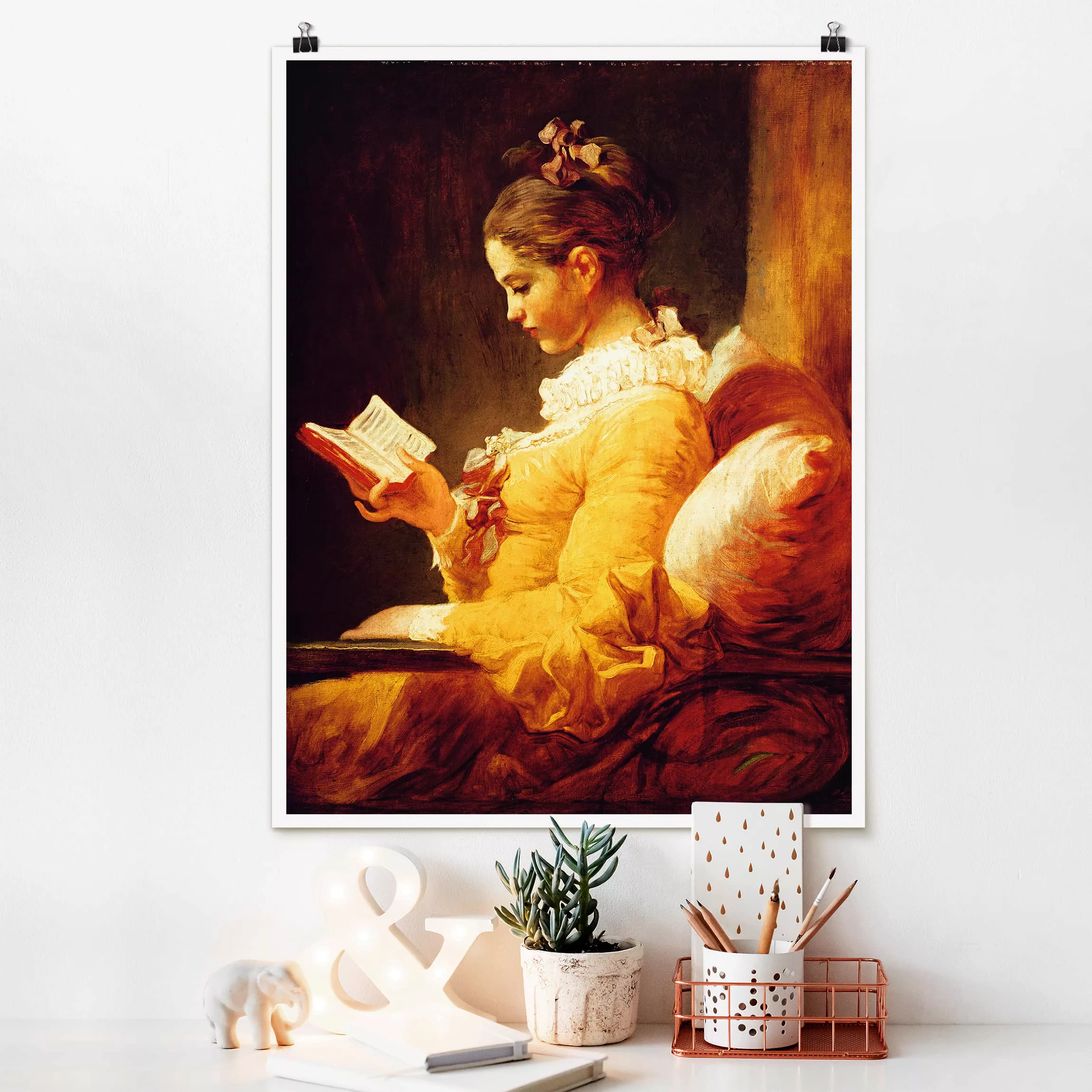 Poster Kunstdruck - Hochformat Jean Honoré Fragonard - Lesendes Mädchen günstig online kaufen