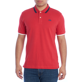 La Martina Poloshirt Herren Polo-Shirt Rot - Kurzarm, Slim Fit, Kontrast günstig online kaufen