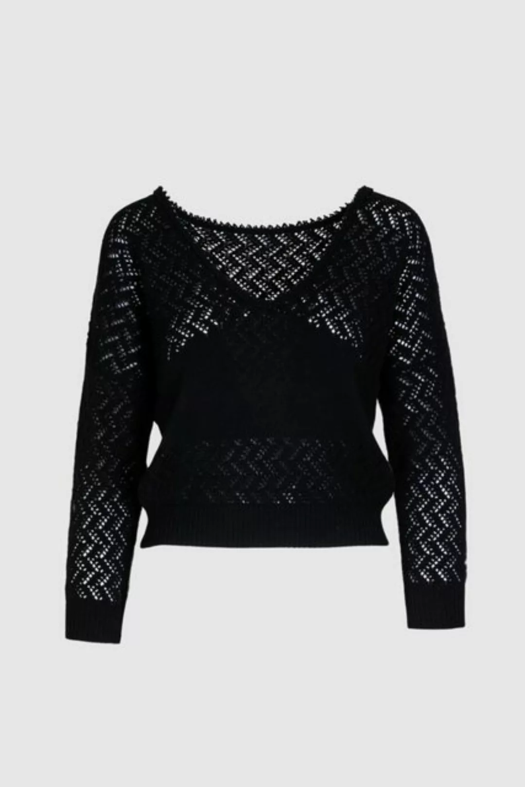 Boscana 3/4 Arm-Pullover Schwarzer Pullover aus zartem Strick günstig online kaufen