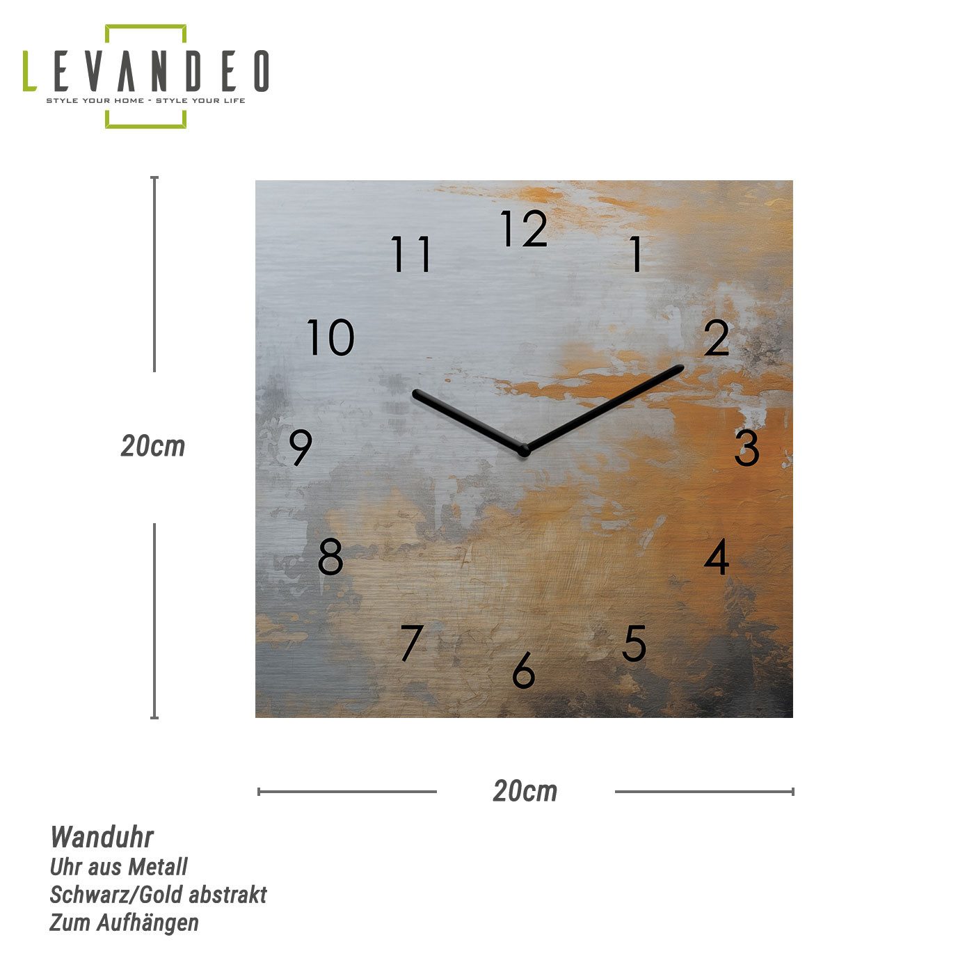 Levandeo® Wanduhr (Wanduhr Metall 20x20cm Schwarz günstig online kaufen