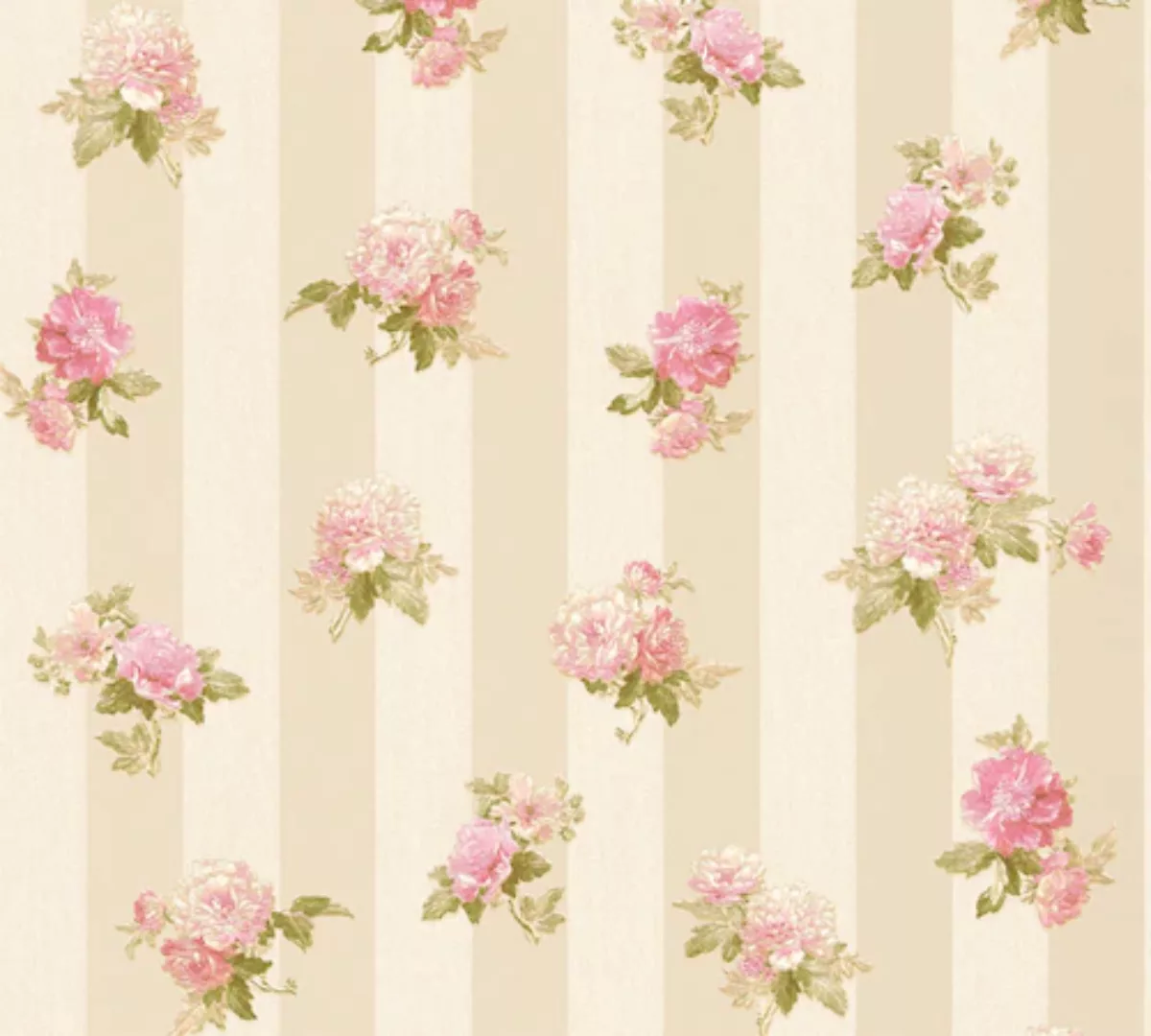 Bricoflor Vlies Streifentapete mit Blumen Rosen Tapete mit Streifen in Beig günstig online kaufen