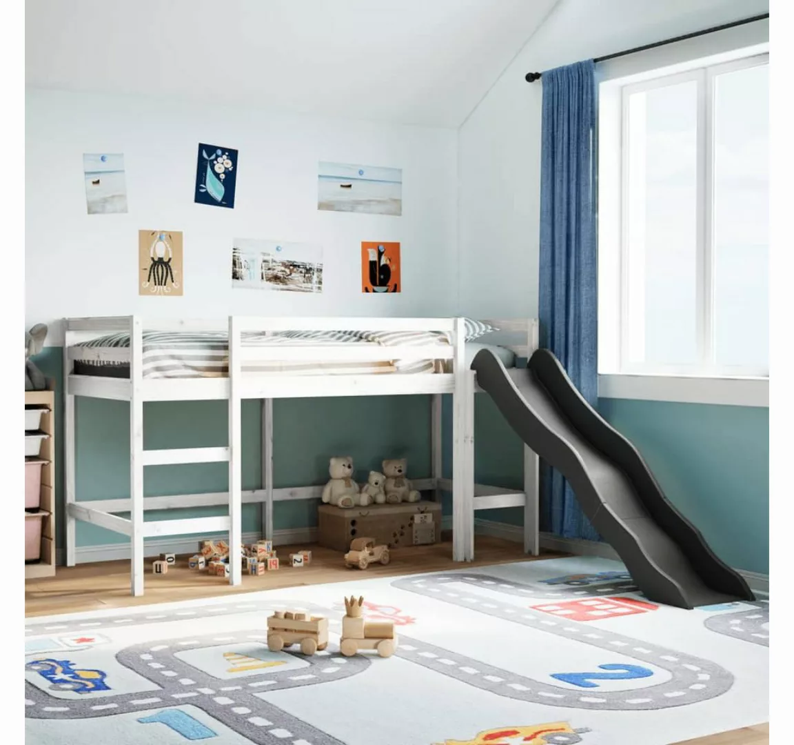 vidaXL Bett, Kinderhochbett ohne Matratze Weiß 90x200 cm Massivholz Kiefer günstig online kaufen