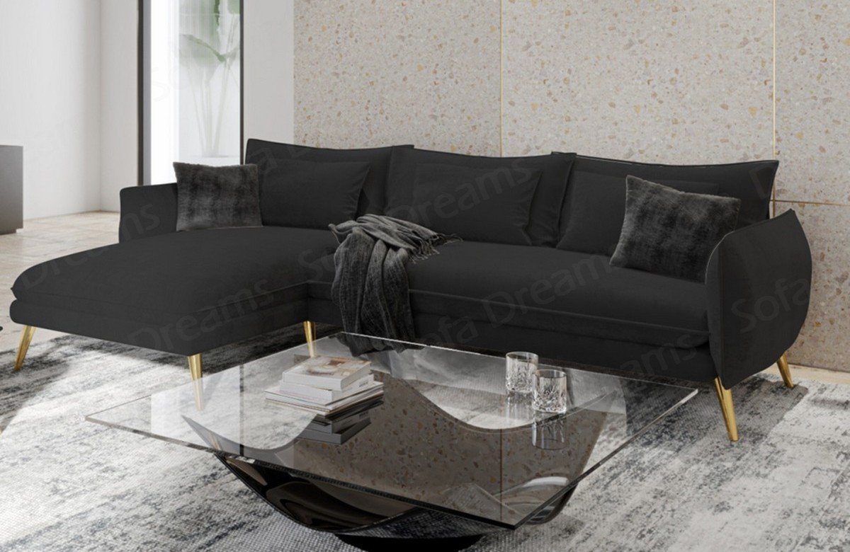 Sofa Dreams Ecksofa Samt Stoff Polster Sofa Fuerteventura L Form kurz Stoff günstig online kaufen