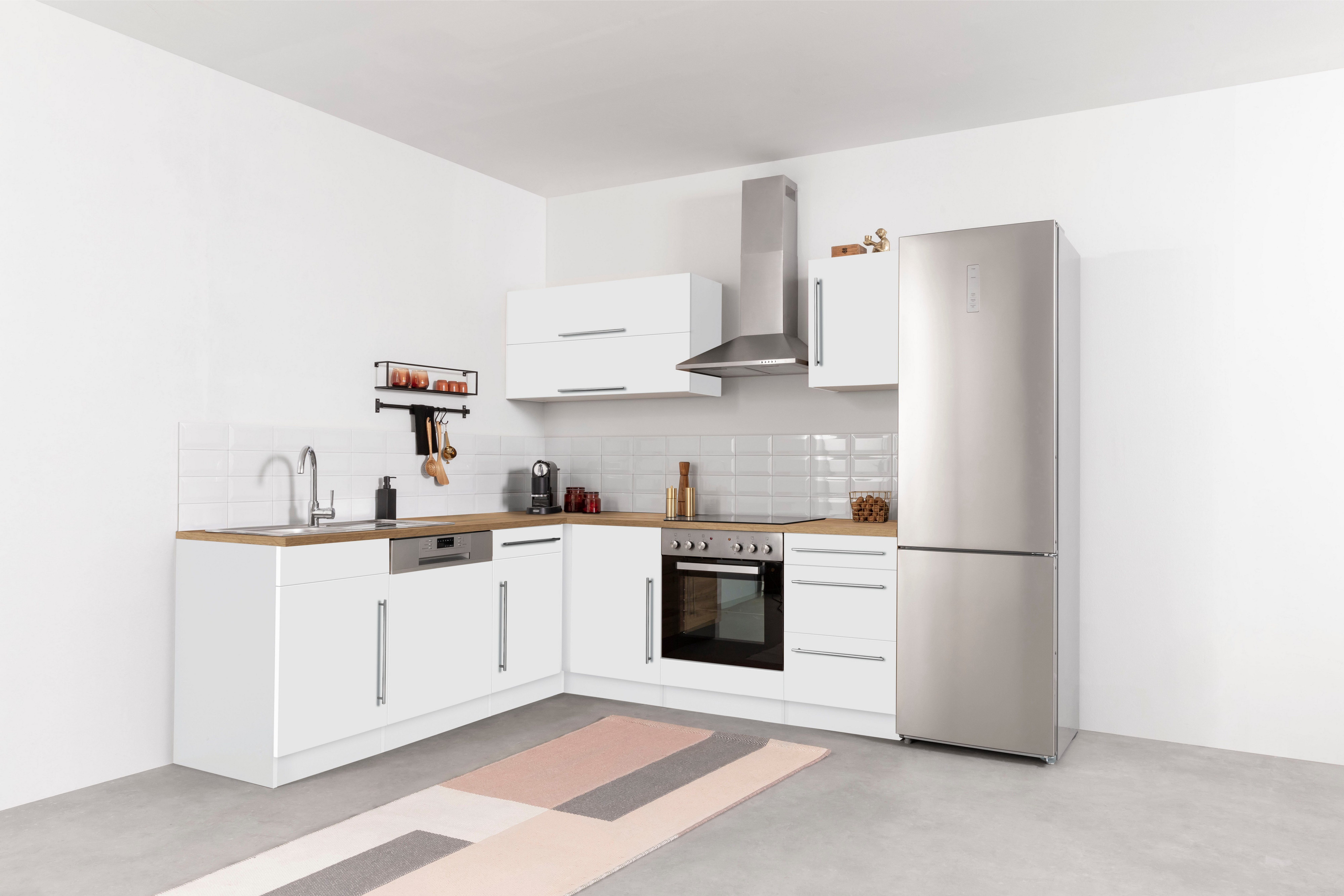 KOCHSTATION Winkelküche "Samos", mit E-Geräten, Stellbreite 220/220 cm günstig online kaufen