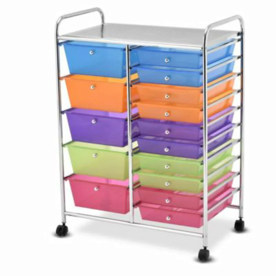 COSTWAY® Rollcontainer rollbar mit 15 Schubladen mehrfarbig günstig online kaufen