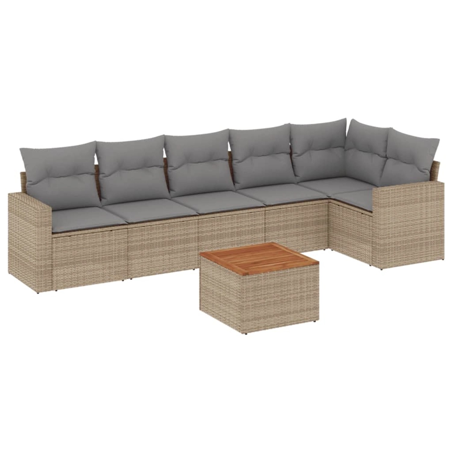 vidaXL 7-Tlg Garten-Sofagarnitur mit Kissen Beige Poly Rattan 3224134 günstig online kaufen