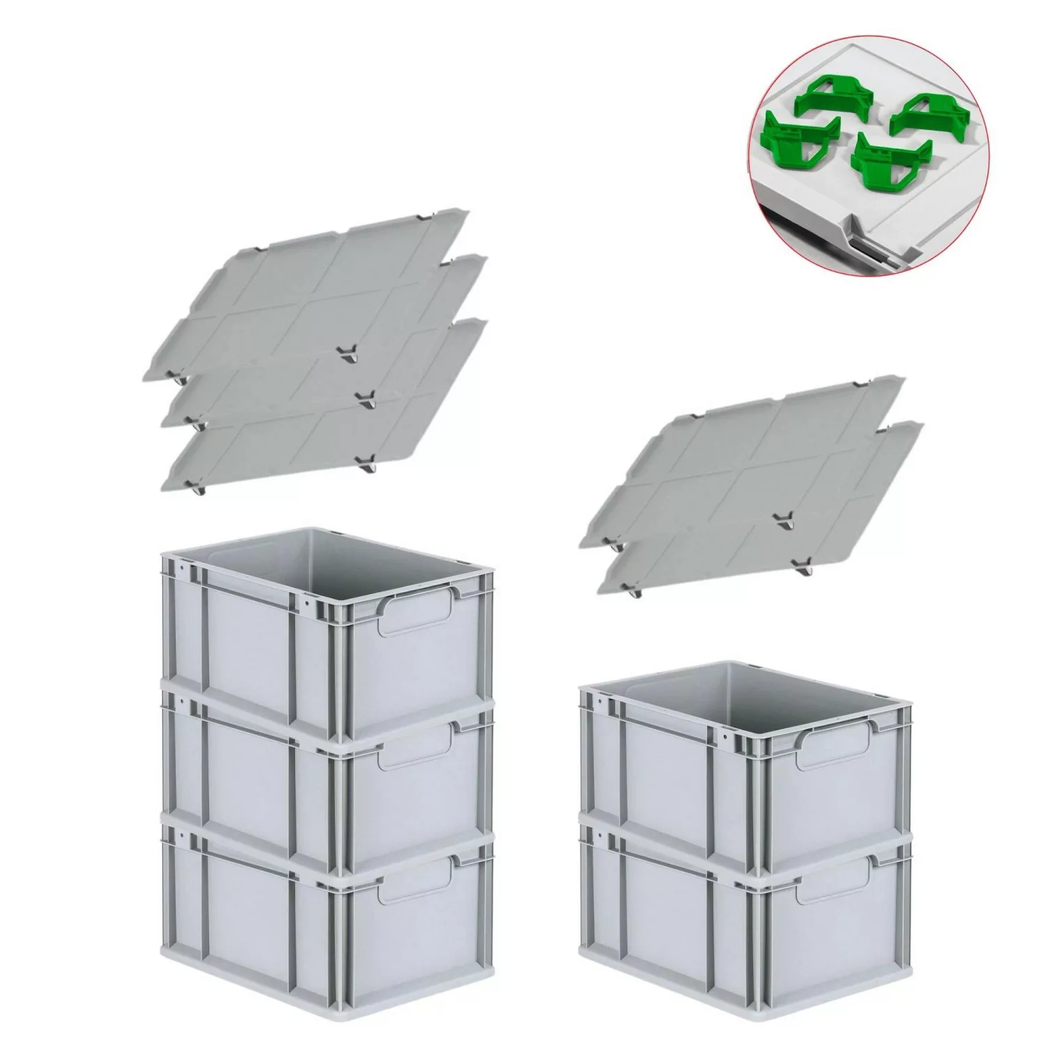 PROREGAL Spar Set 5x Eurobox Nextgen Economy Mit Auflagedeckel & 4x Schiebe günstig online kaufen