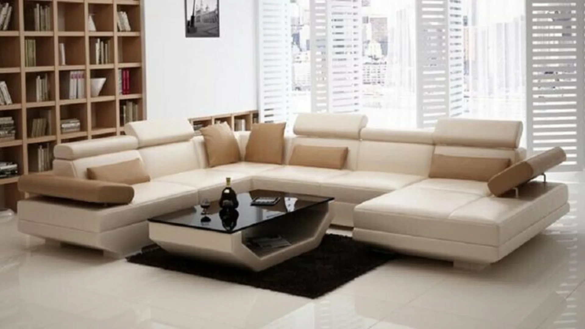 JVmoebel Ecksofa Ledersofa U-Form Sofa Couch Ecksofa Garnitur Design K5009 günstig online kaufen