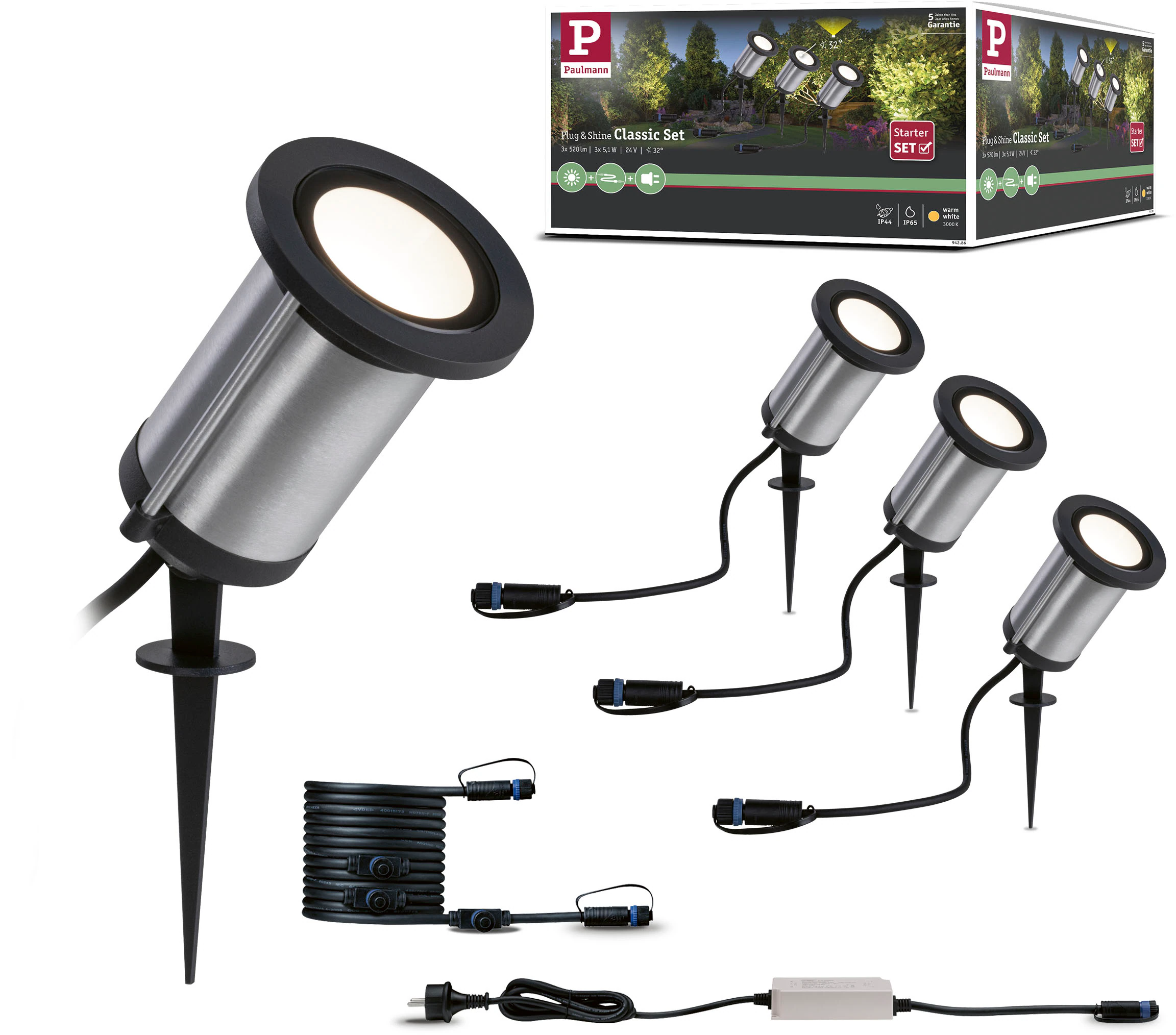 Paulmann LED Gartenstrahler "Plug & Shine", 3 flammig, Leuchtmittel LED-Mod günstig online kaufen