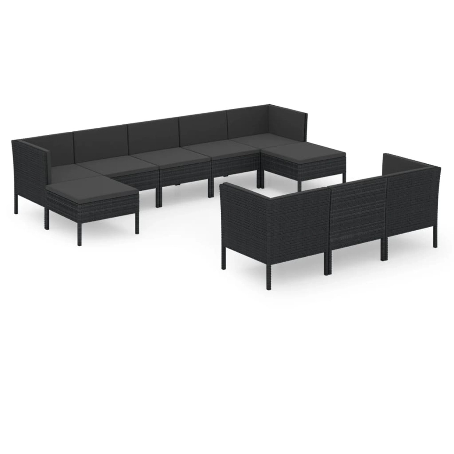 10-tlg. Garten-lounge-set Mit Auflagen Poly Rattan Schwarz günstig online kaufen