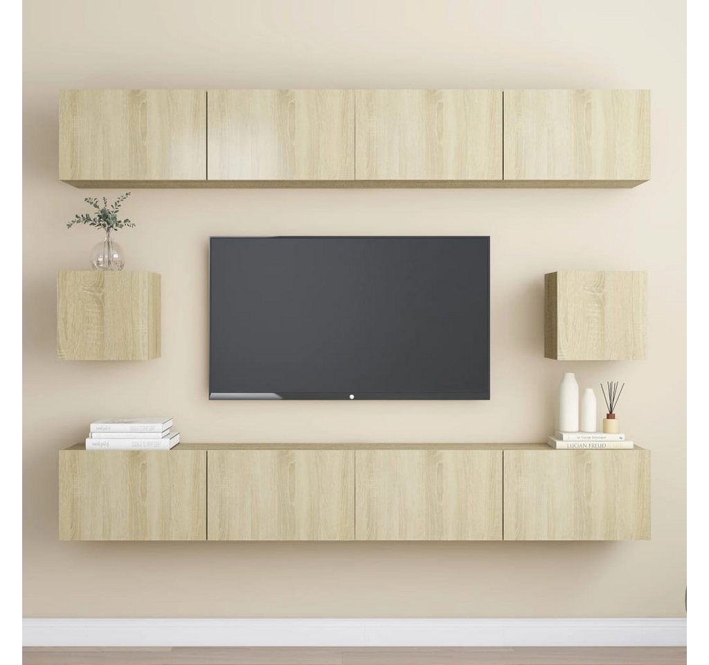 vidaXL TV-Schrank 6-tlg TV-Schrank-Set Sonoma Eiche Spanplatte TV-Konsole f günstig online kaufen