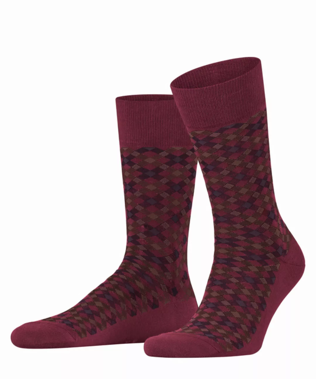 FALKE Smart Check Herren Socken, 39-42, Rot, Kariert, Baumwolle, 12487-8413 günstig online kaufen