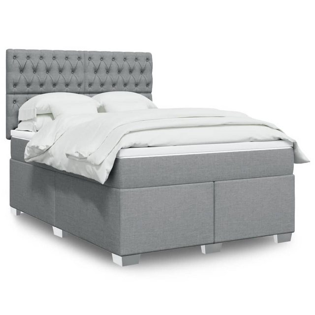 vidaXL Boxspringbett, Boxspringbett mit Matratze Hellgrau 140x190 cm Stoff günstig online kaufen