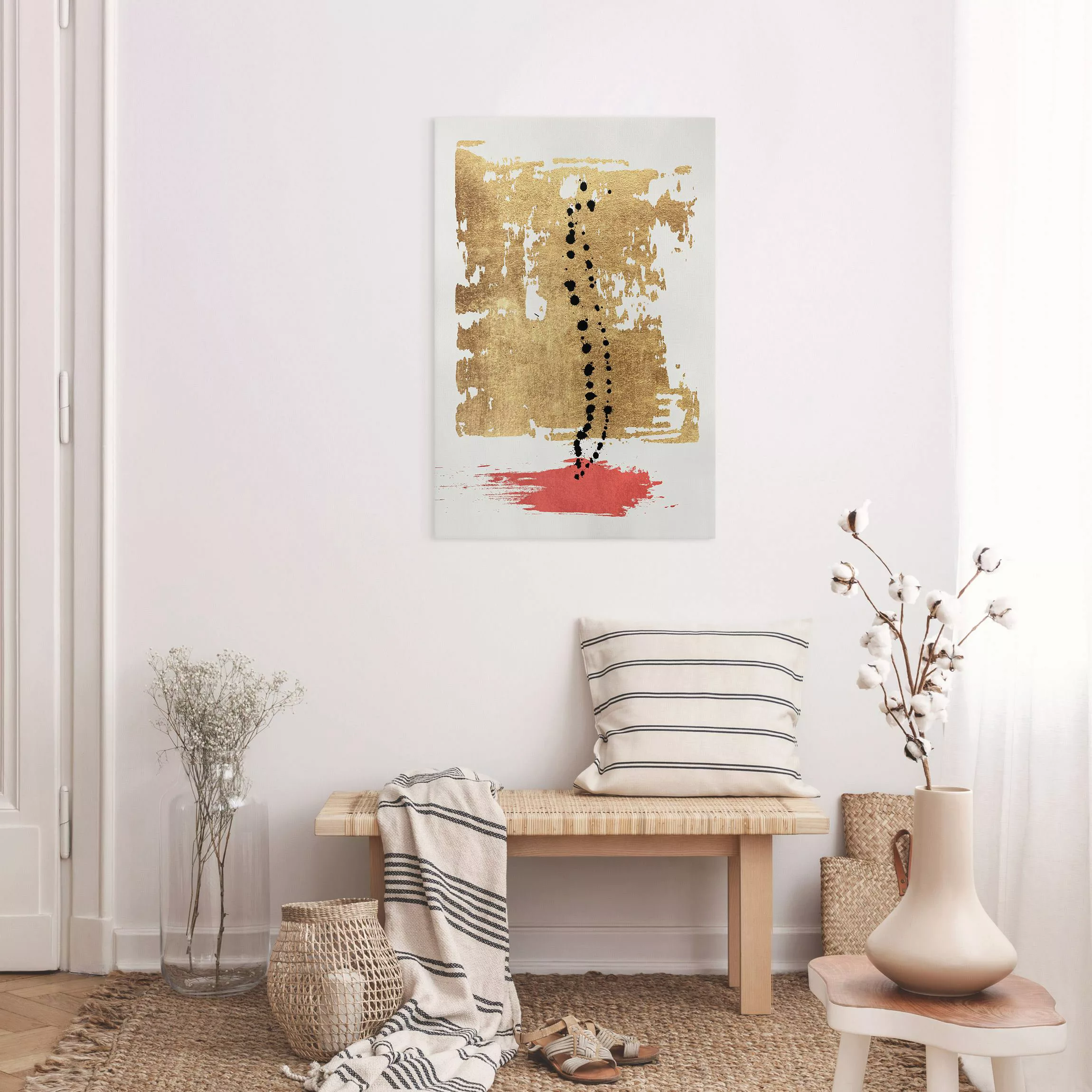 Leinwandbild Abstrakte Formen - Gold und Rosa günstig online kaufen