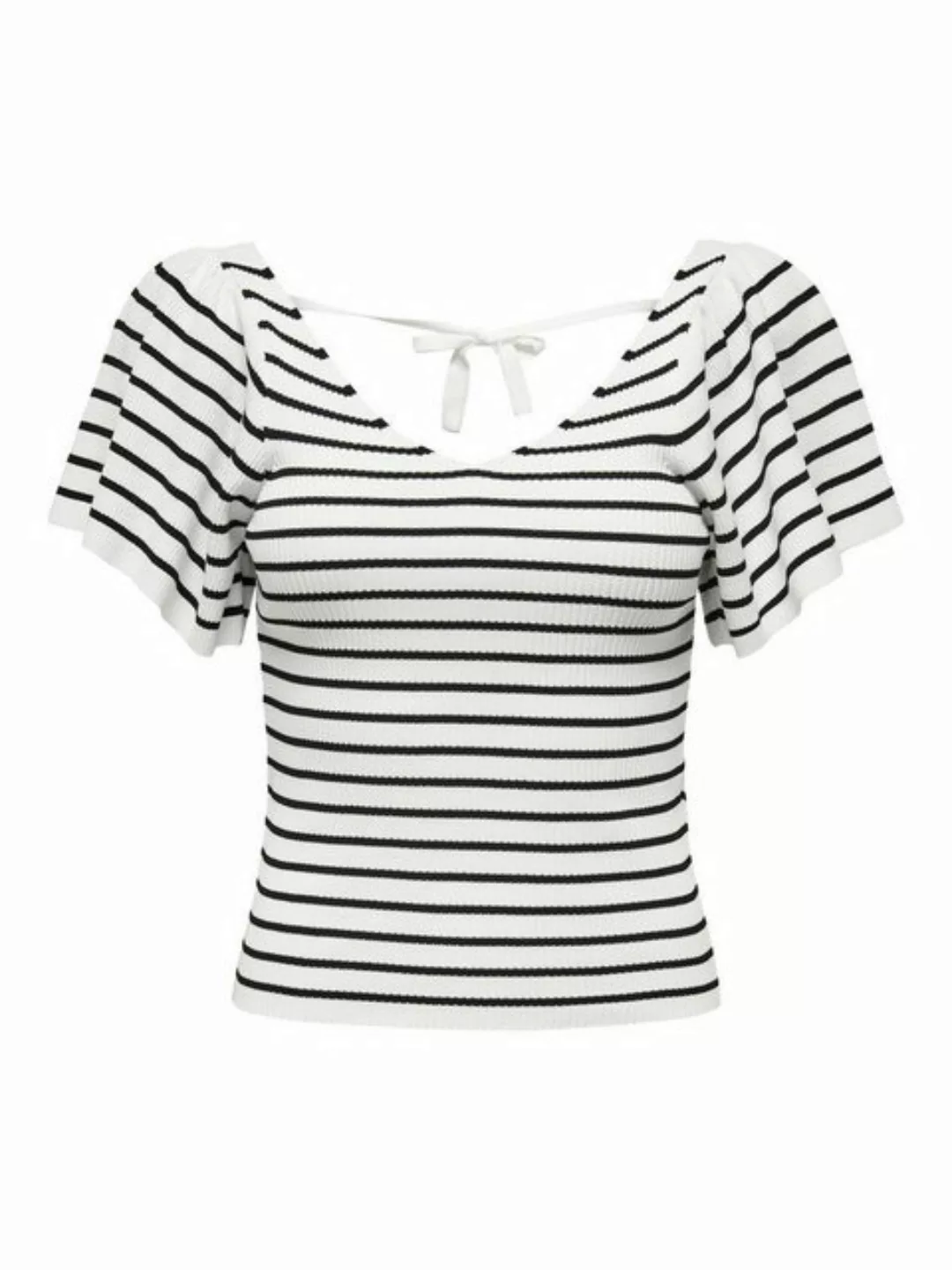 ONLY T-Shirt ONLLEELO STRIPE S/S BACK V-NECK KNT günstig online kaufen