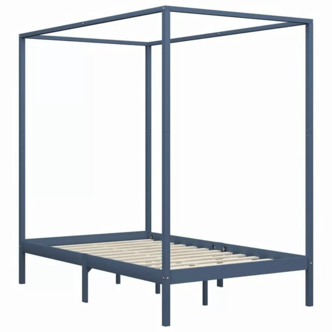 furnicato Bettgestell Himmelbett-Gestell Grau Massivholz Kiefer 120 x 200 c günstig online kaufen