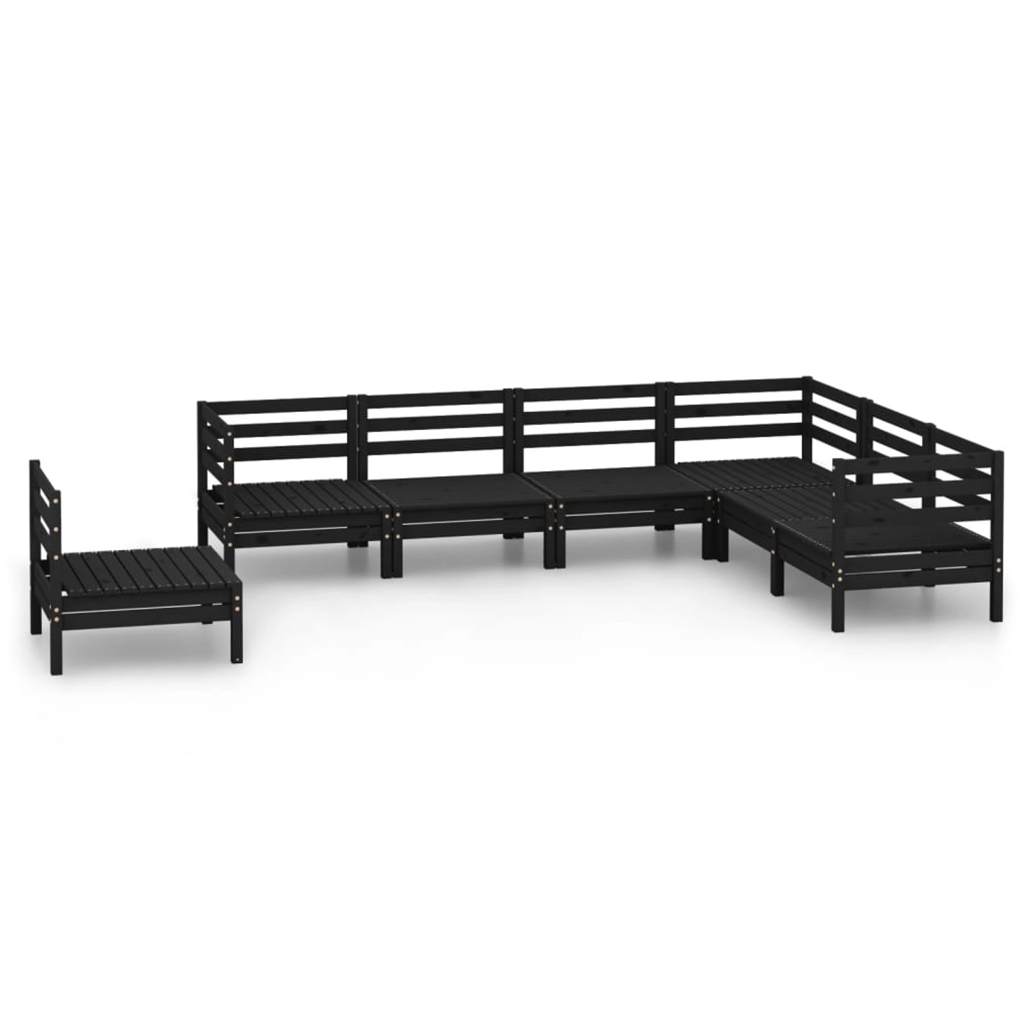 7-tlg. Garten-lounge-set Massivholz Kiefer Schwarz günstig online kaufen