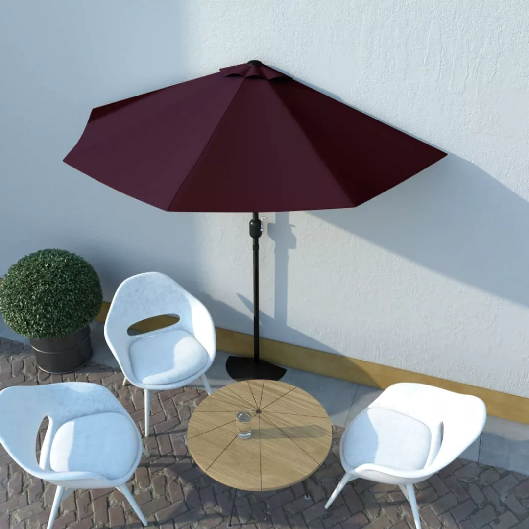 Balkon-sonnenschirm Alu-mast Bordeauxrot 270x135x245cm Halbrund günstig online kaufen