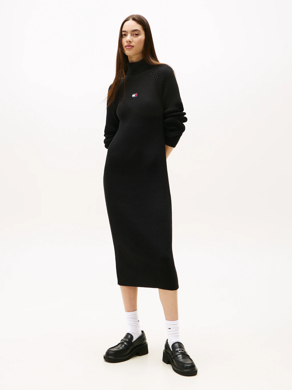 Tommy Jeans Strickkleid TJW MOCKNECK BADGE günstig online kaufen