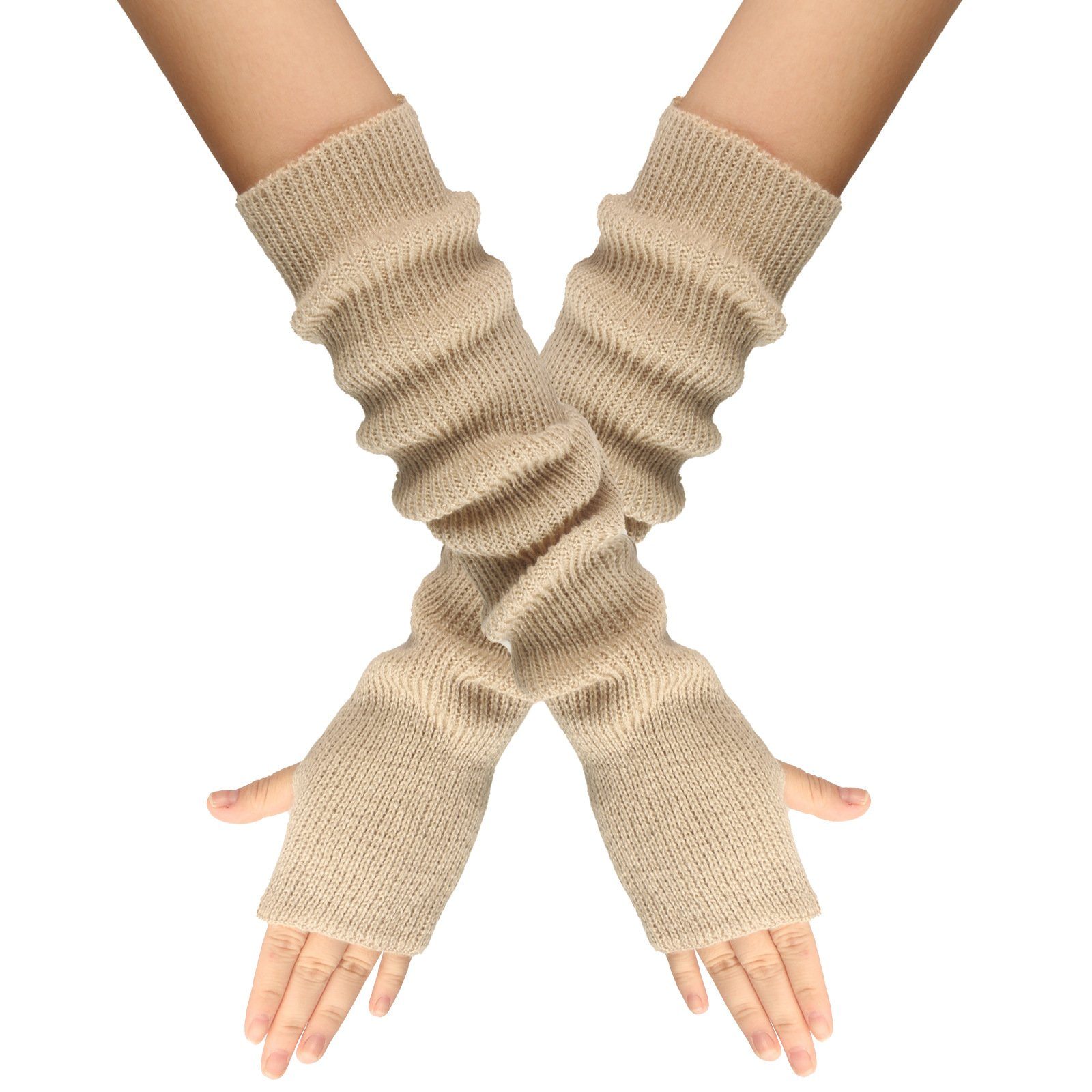 XDeer Strickhandschuhe 2/3 Paar Lange Fingerlose günstig online kaufen